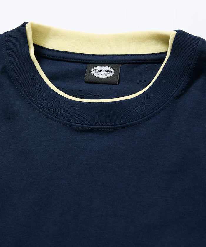 Limited Edition Relaxed Fit Color Block Fake Layered Crew Neck T-Shirt