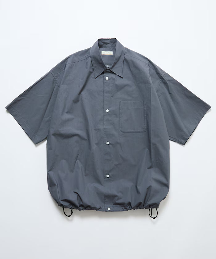 Wide silhouette spindle regular collar short sleeve shirt / hem code [limited edition] - Charcoal Gray