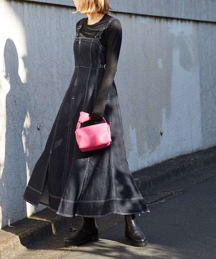 Denim Mermaid Dress / A-Line Slit Denim Overall Dress / Jumper Skirt