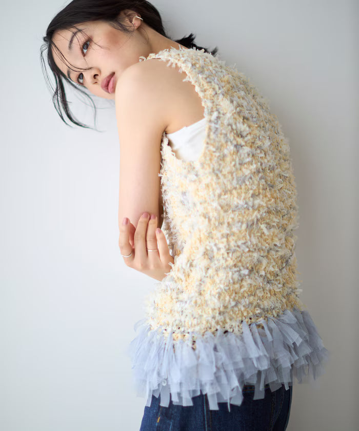 2WAY Fringe Hem Knit Vest