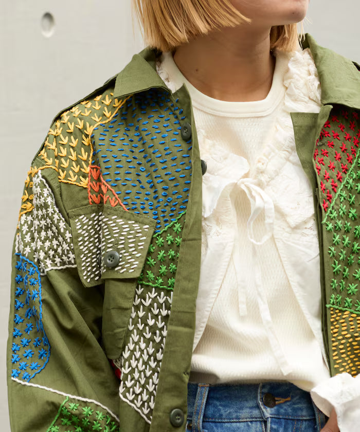 Vintage Hand-Stitch Remake Military Shirt Plain