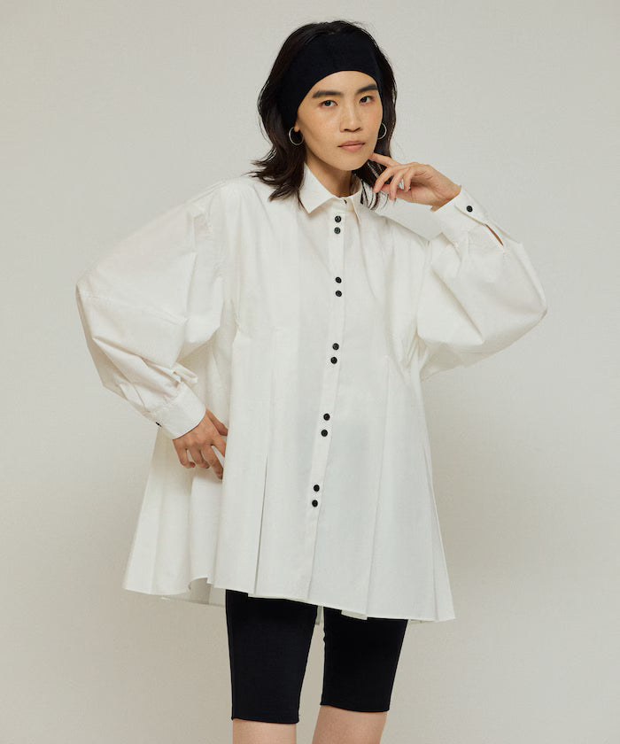 Box Stack Balloon Sleeve Long Sleeve Shirt - White