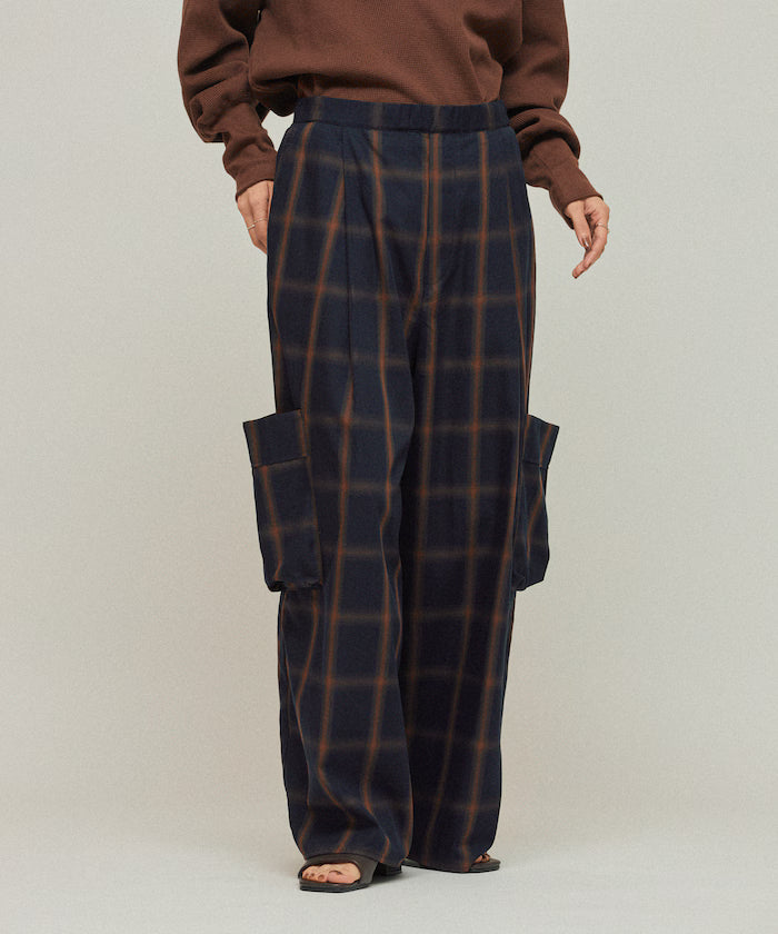 Ombre Check Easy Pants / Patch Pocket Wide Easy Pants