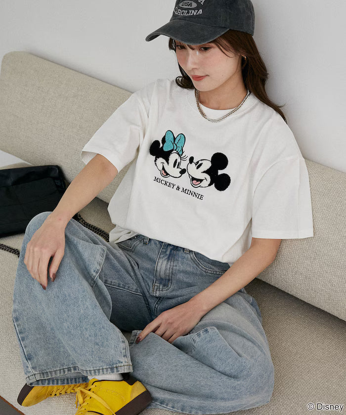 Mickey Mouse & Minnie Mouse/Mickey Mouse & Minnie Mouse/Sagara Embroidery T-Shirt Limited Edition - Off White