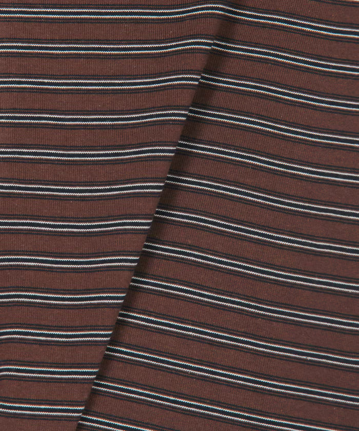 Multi-border Henley Neck Short Sleeve T-shirt