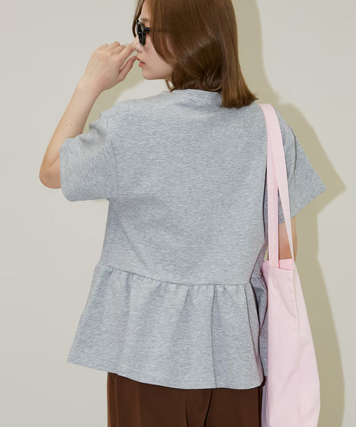 <Contact Cooling> Cool Ponchi Peplum T-Shirt Limited Edition - Gray