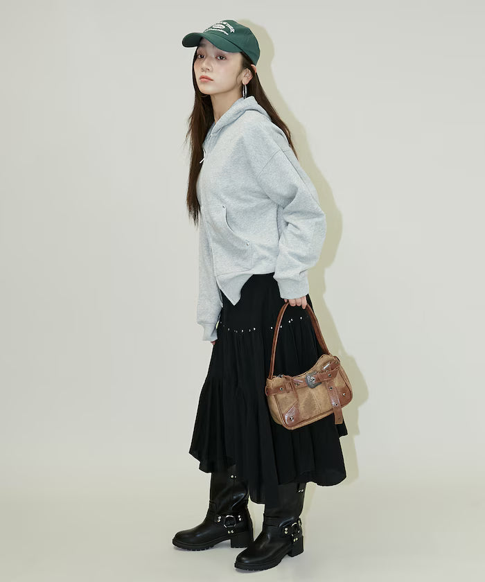 Studded Asymmetrical Tiered Skirt Limited Edition