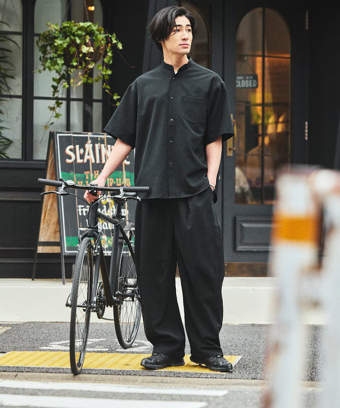 [New Color Added] Quick-Drying Material Relaxed Fit Curved Silhouette Over Pants Linen-Style Home Care