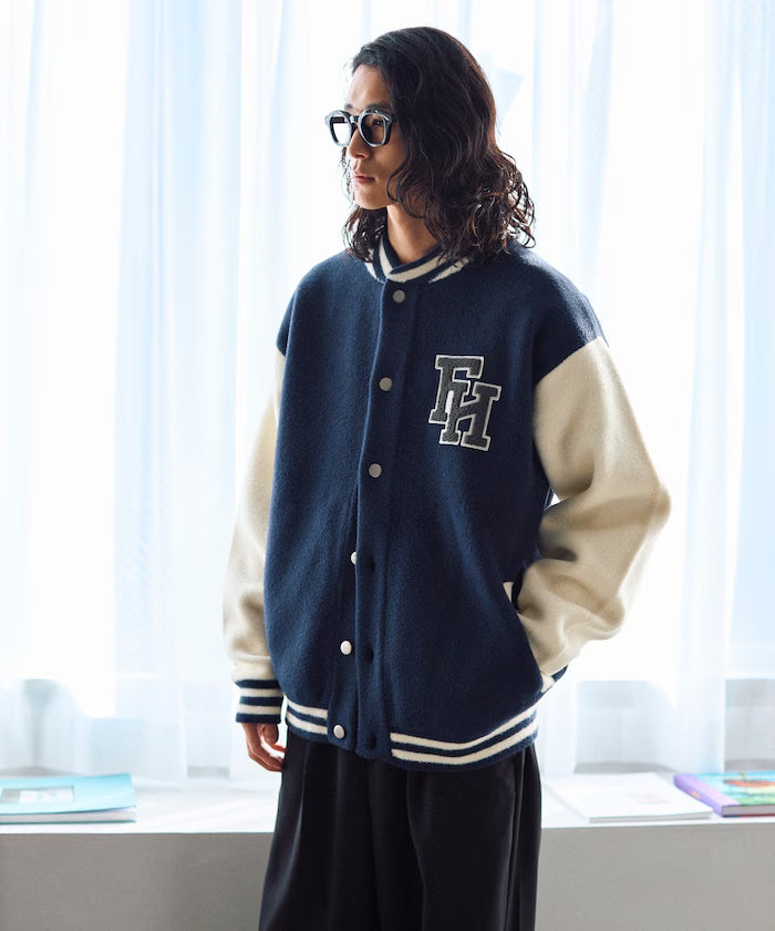 Relaxed Fit Logo Knit Varsity Jacket