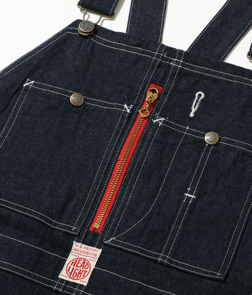 HEADLIGHT 11oz. BLUE DENIM LOW BACK OVERALLS