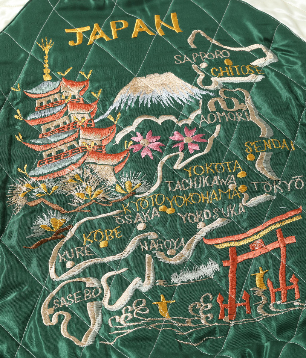 Early 1950s Style Acetate Quilted Souvenir Jacket “JAPAN MAP” × “GOLD DRAGON”