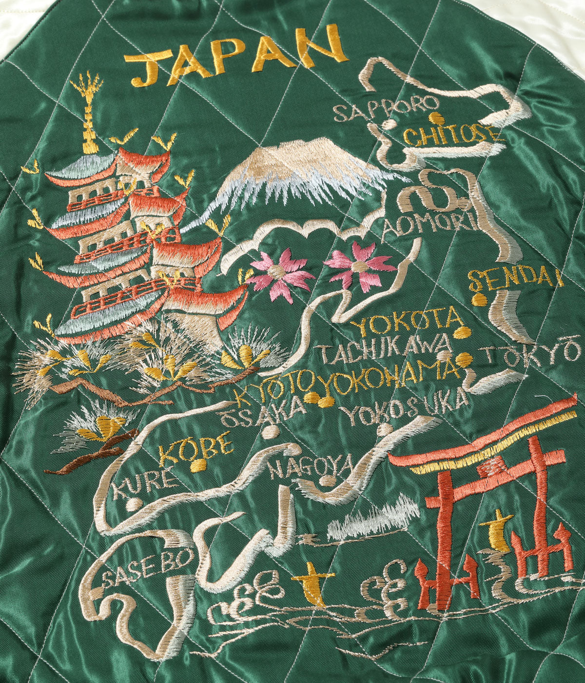 Early 1950s Style Acetate Quilted Souvenir Jacket “JAPAN MAP” × “GOLD DRAGON”