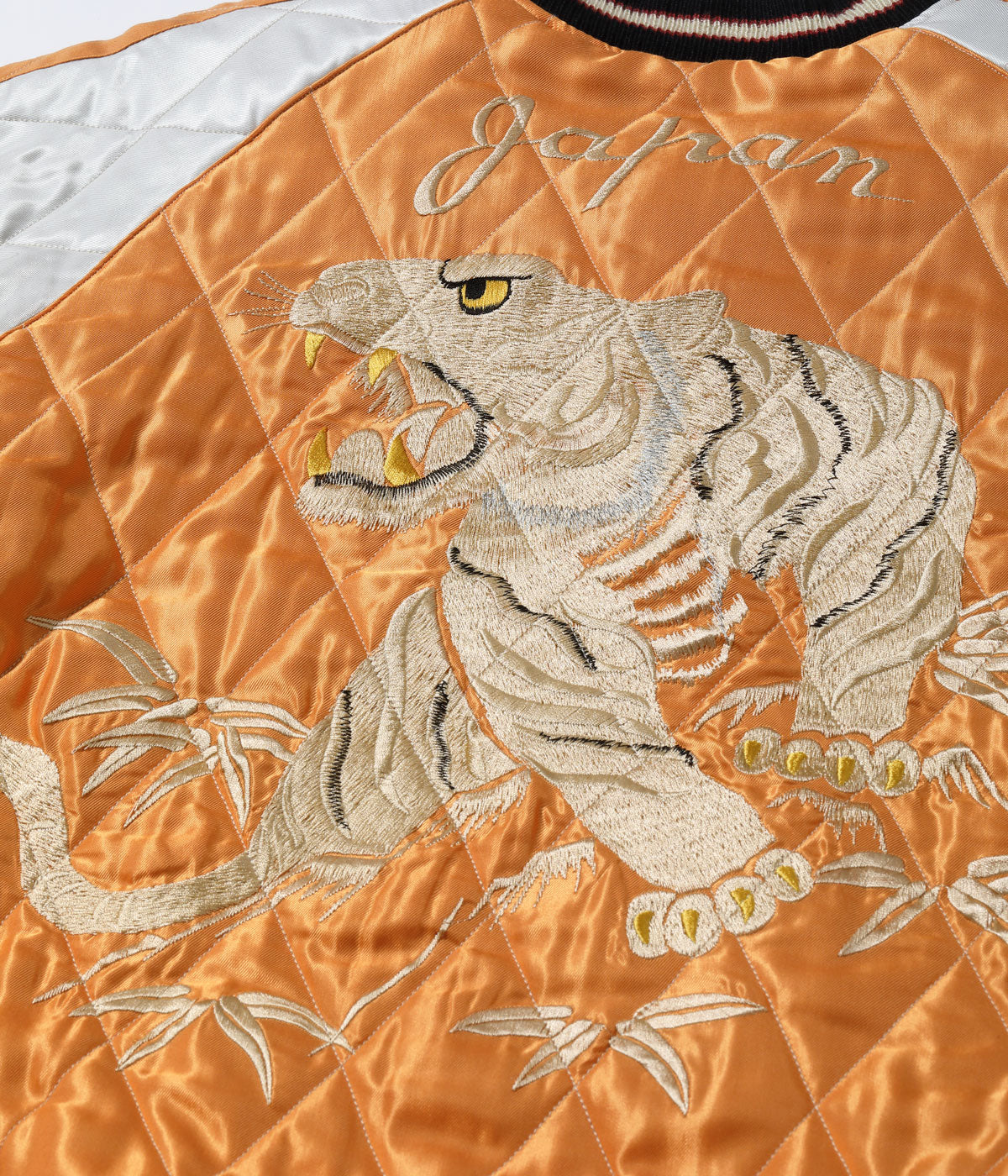 Early 1950s Style Acetate Quilted Souvenir Jacket “WHITE TIGER” × “LANDSCAPE”