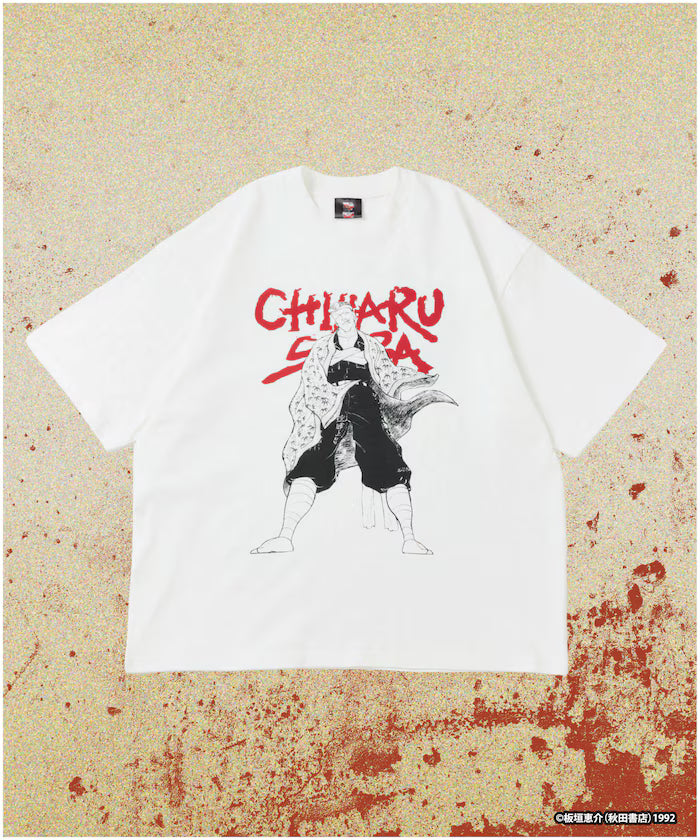 【June 12 12:00 Sale Start】 Baki 'Unyielding / Chiharu Shiba' Print Crew Neck T-Shirt - White