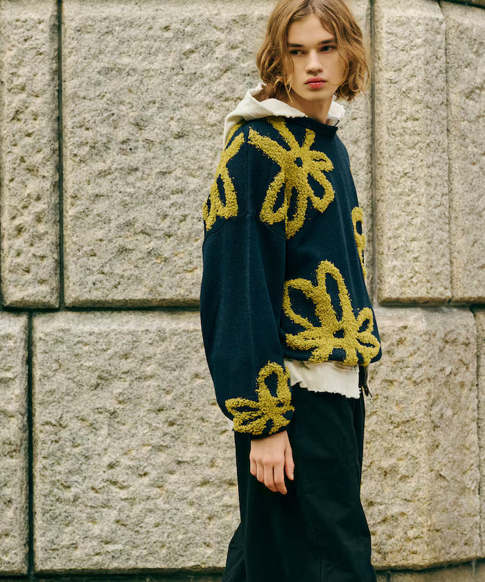 Boucle Flower Pattern Pullover Knit [Limited Edition]