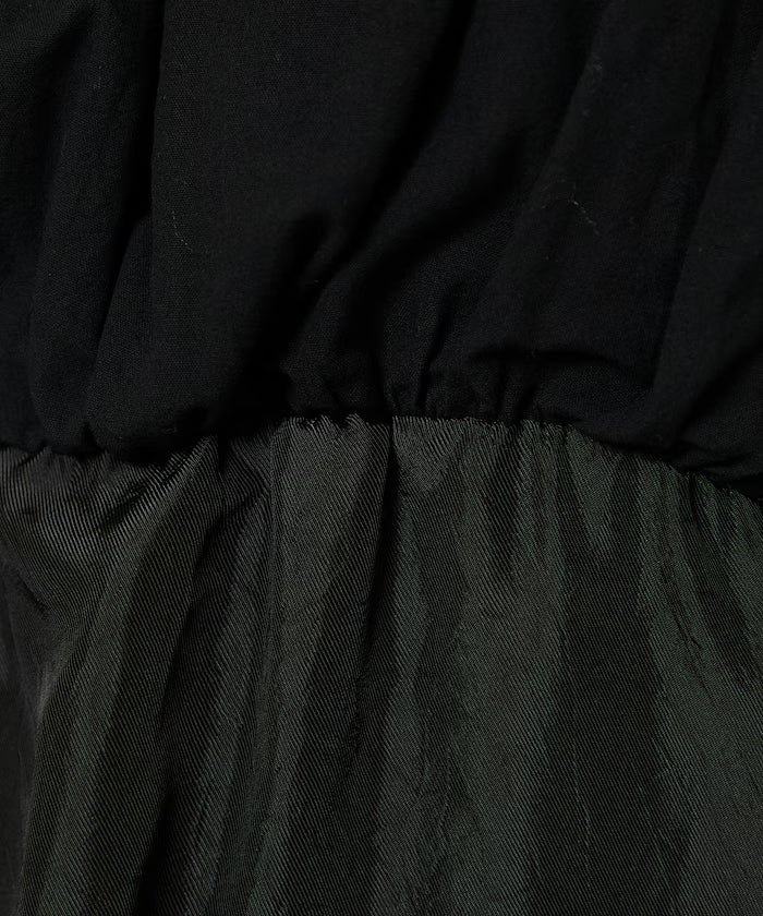 Mixed Material Shirring Satin Dress Limited Release