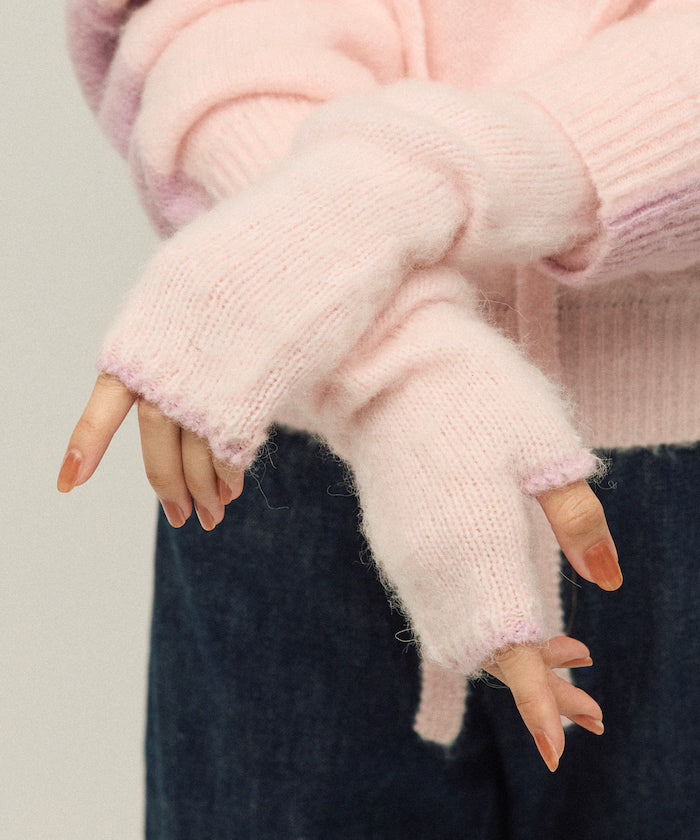 Alpaca Blend Bicolor Knit Gloves