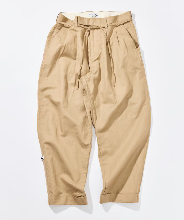 Cotton Linen 2 Tuck Chino Pant - beige