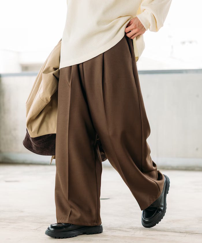 Wide Silhouette Staple Twill Easy Slacks/Wide Slacks [Limited Edition]