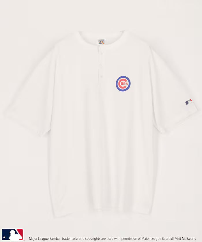 Limited Edition Custom MLB Logo Print Henley Neck Oversized T-Shirt