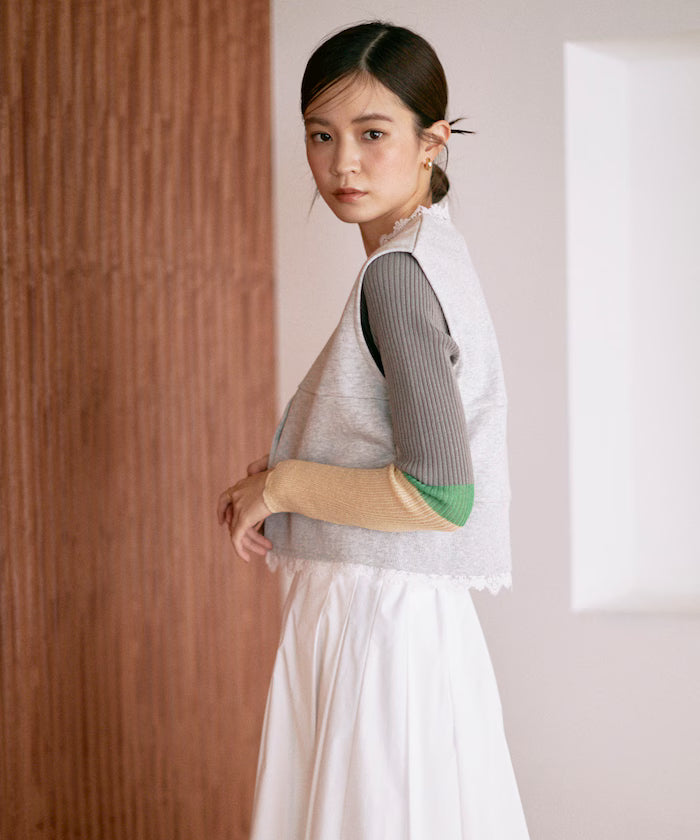 Organic Cotton Lace Sweat Vest / Lined Sweat