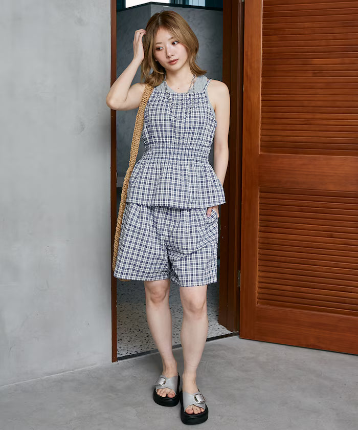 Shearling camisole x short pants set limited edition