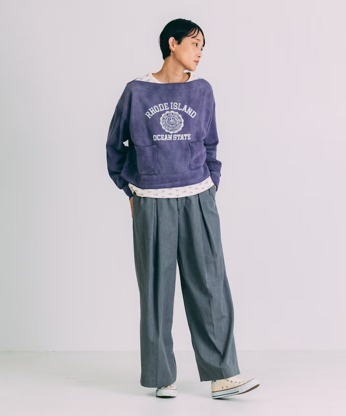 Boat Neck Short Sweatshirt