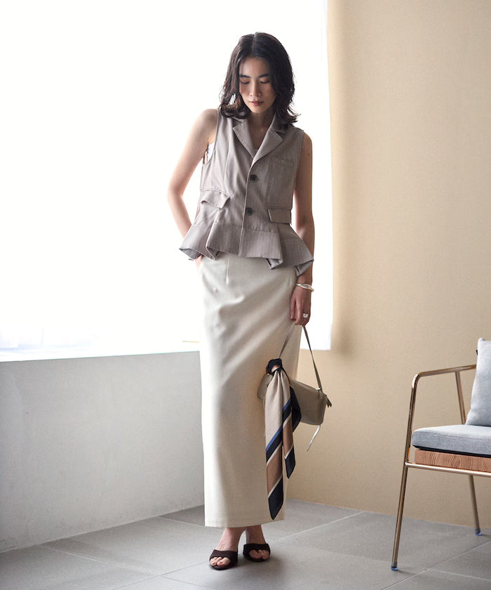 Pinstripe Flare Hem Short Vest