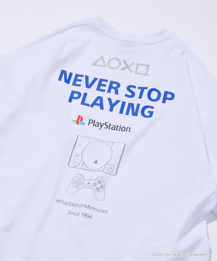 Big Silhouette Logo Back Print Crew Neck T-Shirt/PlayStation NEVER STOP 【Limited Edition】