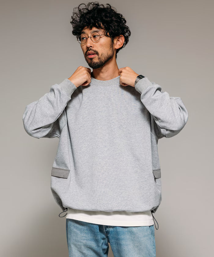 <New Color Added> Side Pocket Spindle Cardboard Crew Neck Sweatshirt