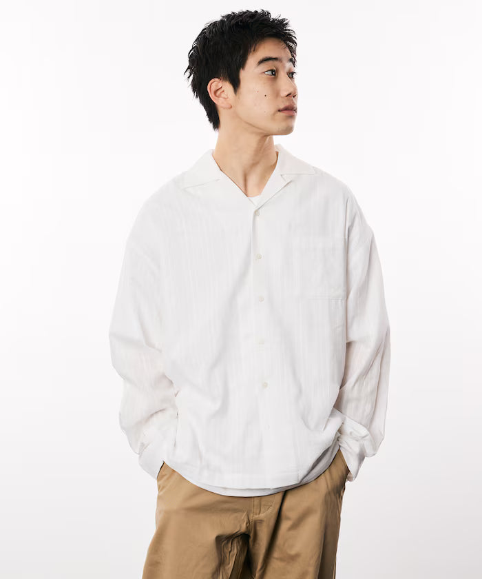 Dobby Woven Long Sleeve Open Collar Shirt / Big Silhouette