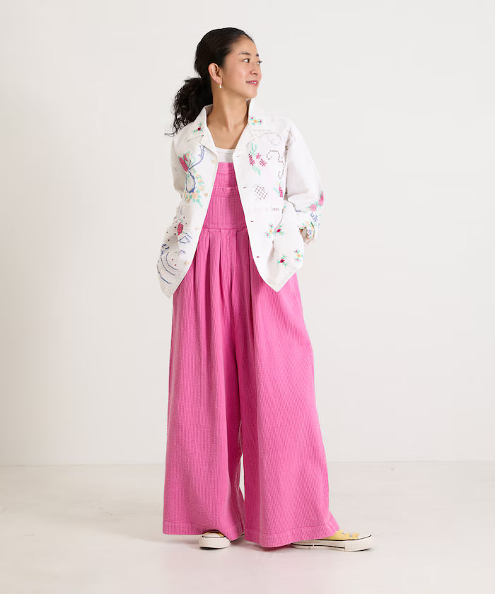 Open Collar Embroidered Shirt Jacket