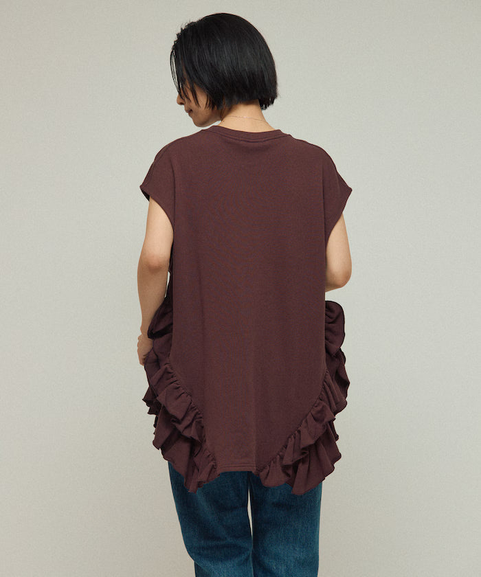Organic Cotton Frill Hem Top / Relaxed Fit / French Terry Sweat / Best