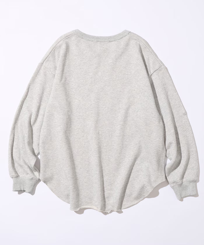 Organic Cotton V-Neck Embroidery Sweatshirt / Relaxed Fit / French Terry Sweatshirt