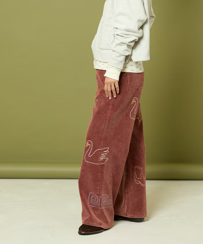 Chain Stitch Corduroy Pants