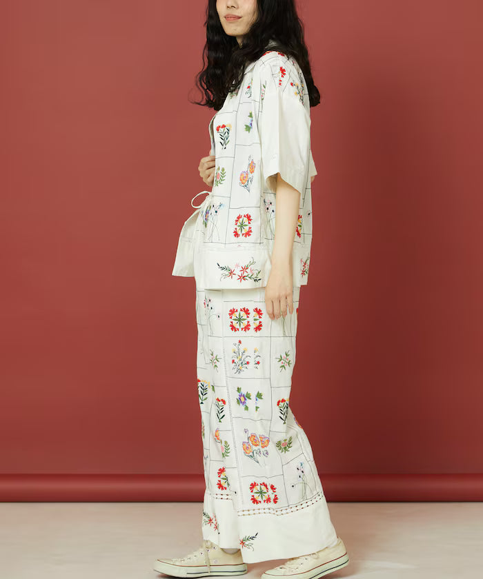 Patchwork Flower Embroidery Shirt