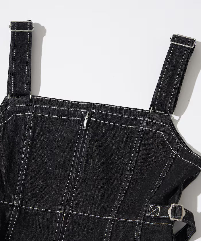 Denim Mermaid Dress / A-Line Slit Denim Overall Dress / Jumper Skirt