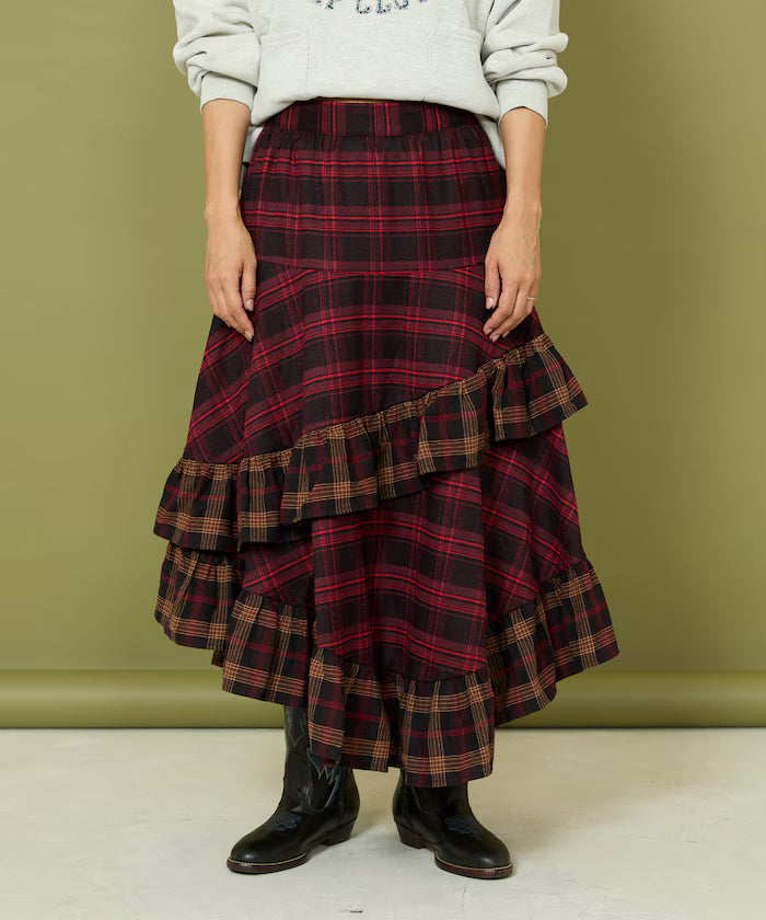 Nell Check Asymmetrical Frill Skirt