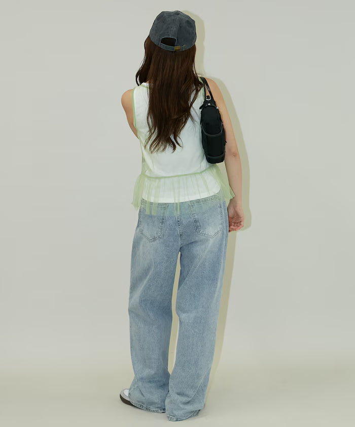 <Set Item> Tulle Layered Tank Top Limited Edition