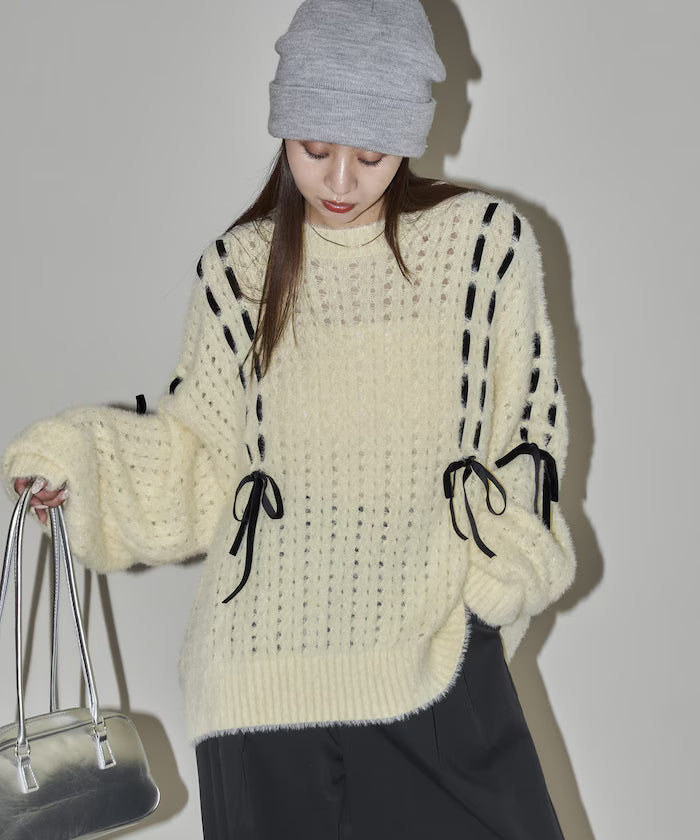 Velvet Ribbon Woven Feather Knit Limited Edition