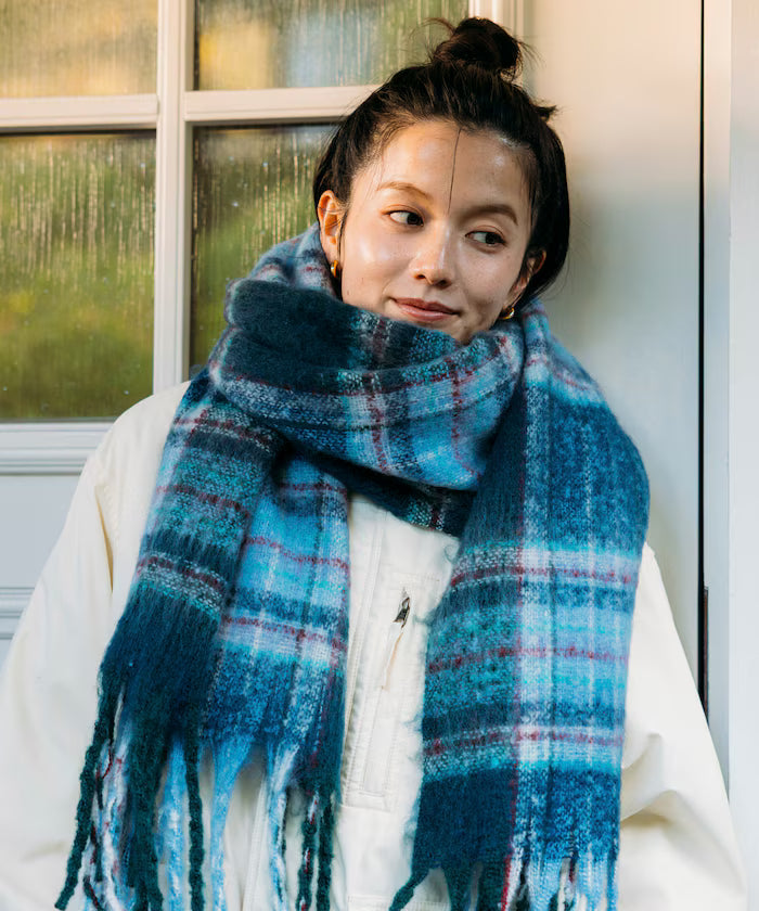 Checkered Volume Scarf - Olive