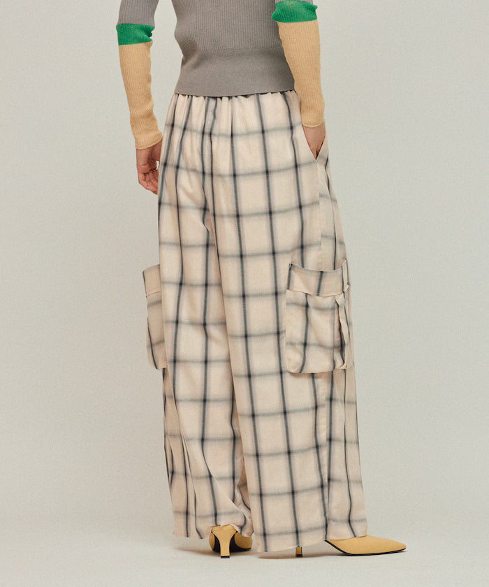 Ombre Check Easy Pants / Patch Pocket Wide Easy Pants