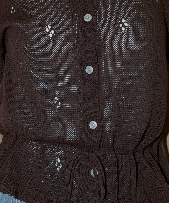 Linen Touch Eyelet Knit Cardigan Limited Edition