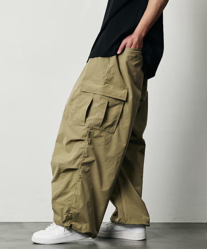 Quick Dry Fabric Wide Silhouette Poly Ripstop Cargo Pants/UV Cut/Quick Dry 【Limited Release】