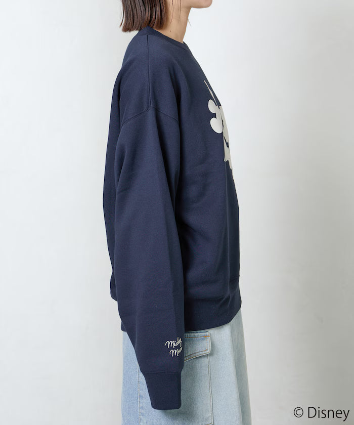 FREAK'S STORE×Ami Maeda/Disney/Mickey Mouse/Mickey Mouse/Flock Print Sweatshirt [Limited Edition]