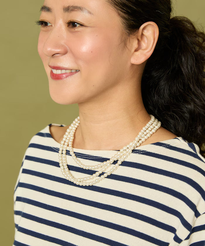Glass Hand-rolled Pearl Long Necklace 140cm
