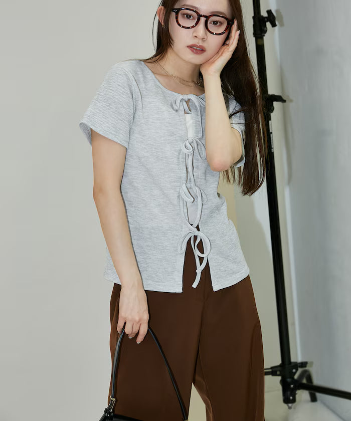 Light Waffle 2WAY Ribbon Cardigan Limited Edition