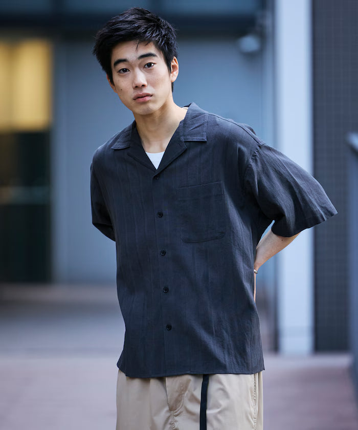 Relax Fit Relaxed Fit Shadow Stripe Open Color Shirt [Limited Release]