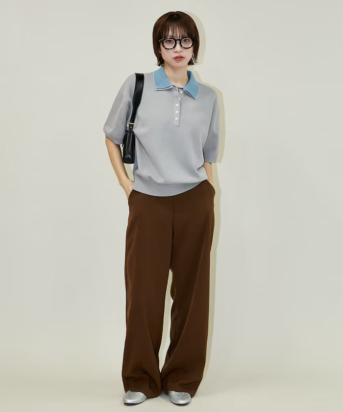 Color Scheme 2-Panel Collar Short Sleeve Knit Polo Shirt Limited Edition