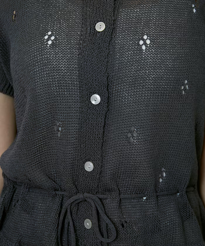 Linen Touch Eyelet Knit Cardigan Limited Edition